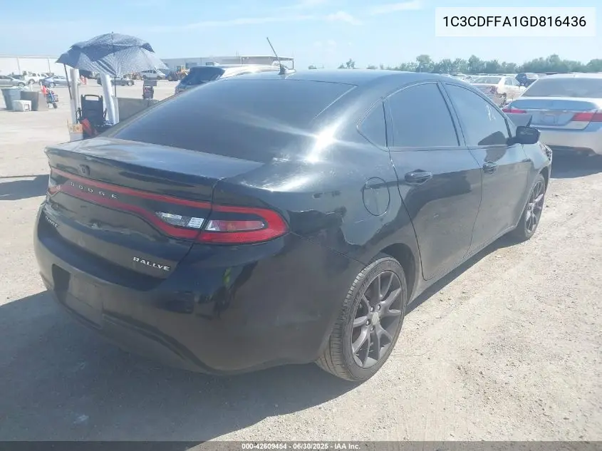 2016 Dodge Dart Sxt Sport VIN: 1C3CDFFA1GD816436 Lot: 42609454