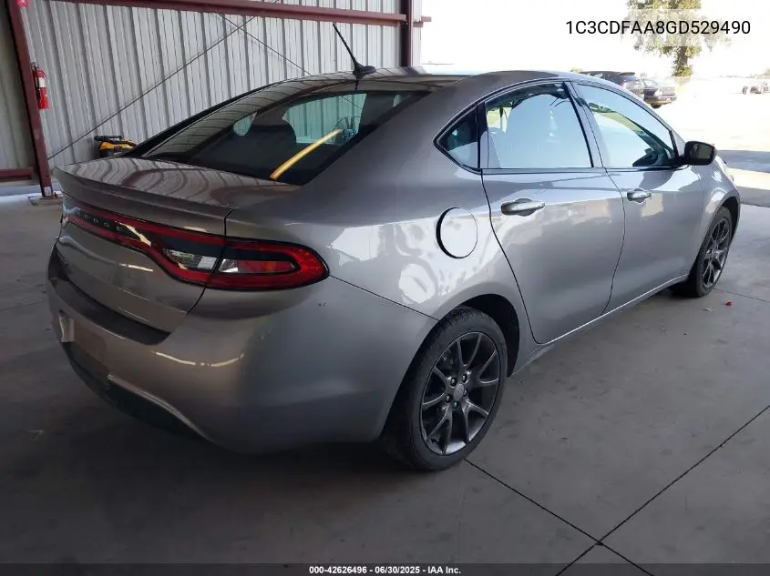 2016 Dodge Dart Se VIN: 1C3CDFAA8GD529490 Lot: 42626496