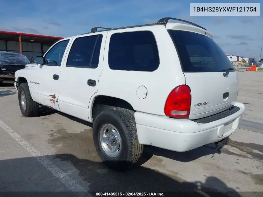 1998 Dodge Durango Slt VIN: 1B4HS28YXWF121754 Lot: 41485515