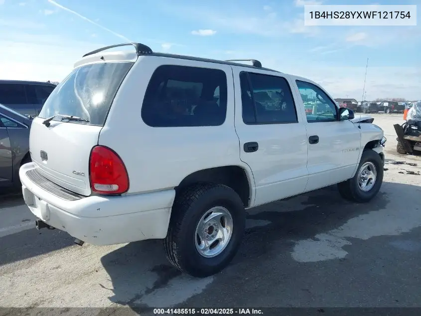 1998 Dodge Durango Slt VIN: 1B4HS28YXWF121754 Lot: 41485515