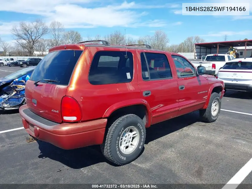 1998 Dodge Durango Slt VIN: 1B4HS28Z5WF194166 Lot: 41732372