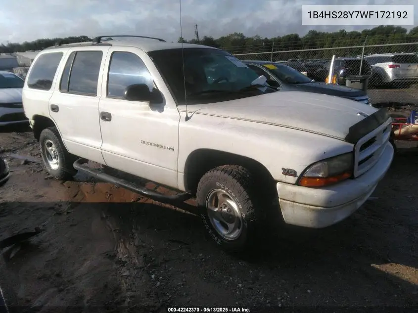 1998 Dodge Durango Slt VIN: 1B4HS28Y7WF172192 Lot: 42242370