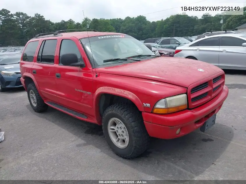 1998 Dodge Durango Slt VIN: 1B4HS28YXWF223149 Lot: 42433559