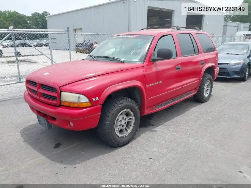 1998 Dodge Durango Slt VIN: 1B4HS28YXWF223149 Lot: 42433559