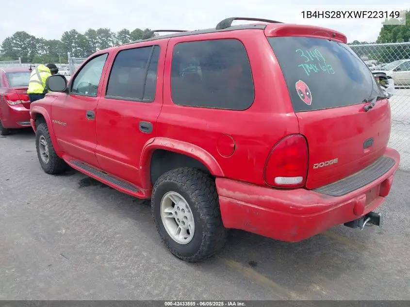 1998 Dodge Durango Slt VIN: 1B4HS28YXWF223149 Lot: 42433559