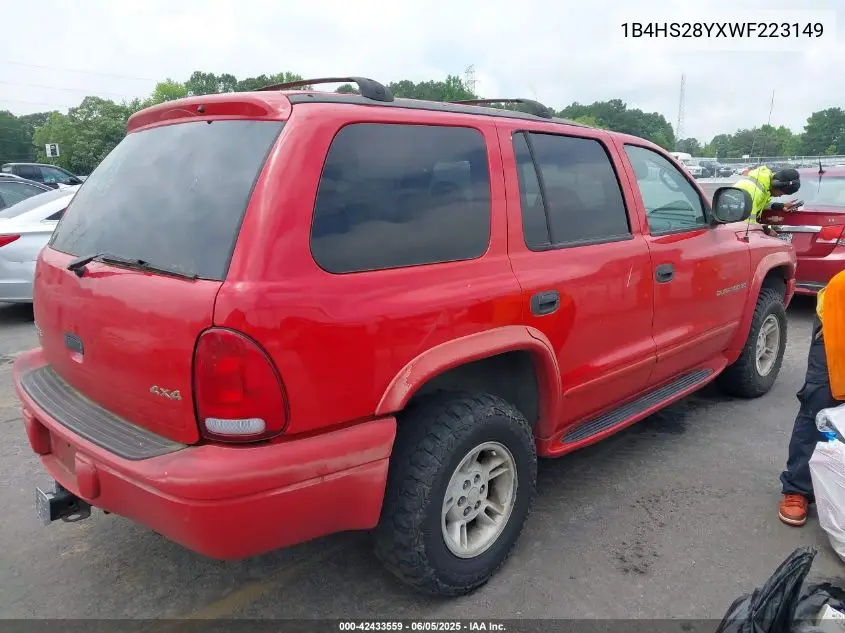 1998 Dodge Durango Slt VIN: 1B4HS28YXWF223149 Lot: 42433559