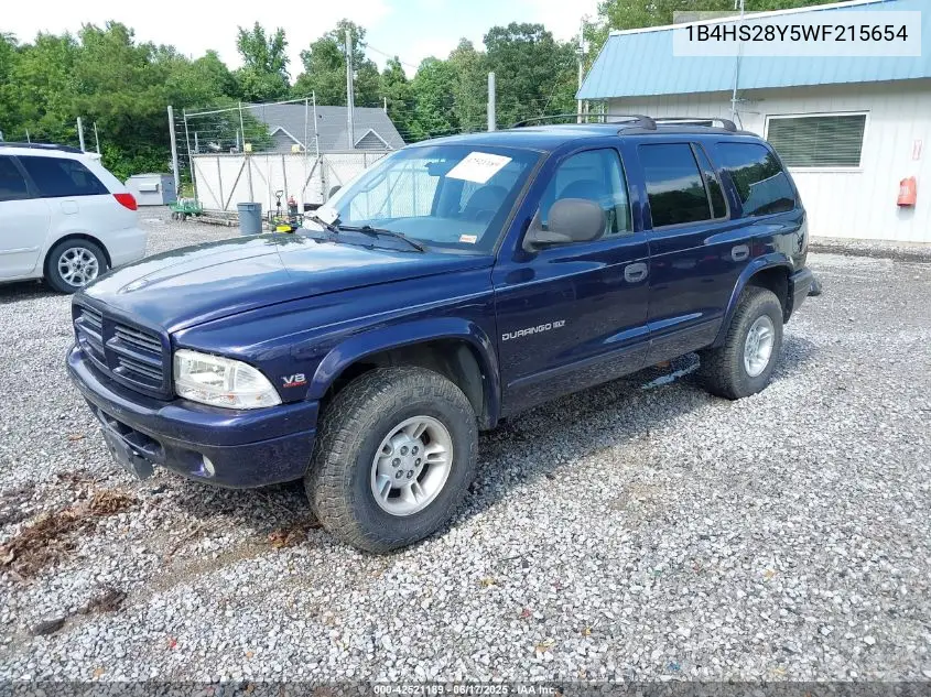 1998 Dodge Durango Slt VIN: 1B4HS28Y5WF215654 Lot: 42521189