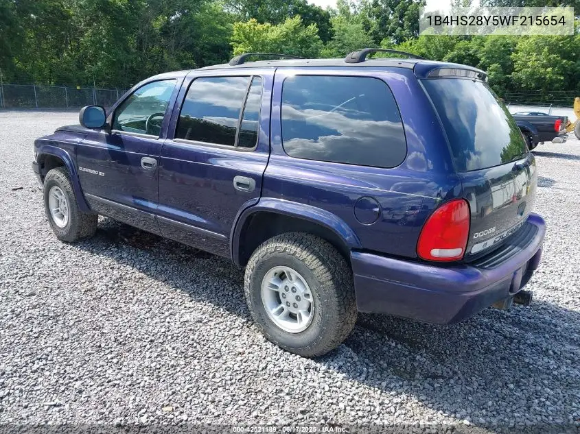 1998 Dodge Durango Slt VIN: 1B4HS28Y5WF215654 Lot: 42521189