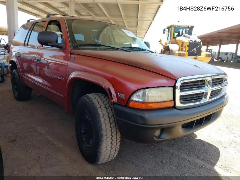 1998 Dodge Durango Slt VIN: 1B4HS28Z6WF216756 Lot: 42545159