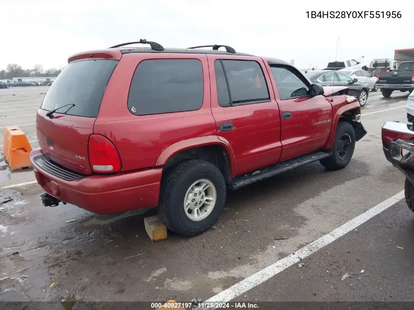 1999 Dodge Durango VIN: 1B4HS28Y0XF551956 Lot: 40927197