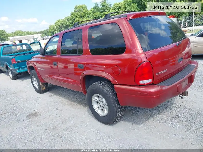 1999 Dodge Durango VIN: 1B4HS28Y2XF568726 Lot: 42529989