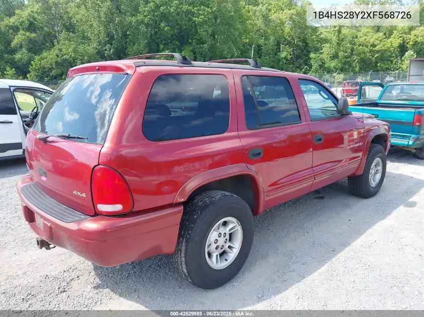 1999 Dodge Durango VIN: 1B4HS28Y2XF568726 Lot: 42529989