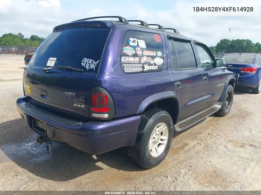 1999 Dodge Durango VIN: 1B4HS28Y4XF614928 Lot: 42566074