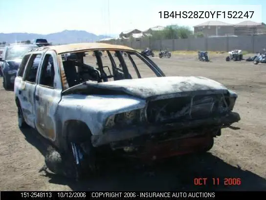 2000 Dodge Durango VIN: 1B4HS28Z0YF152247 Lot: 2548113