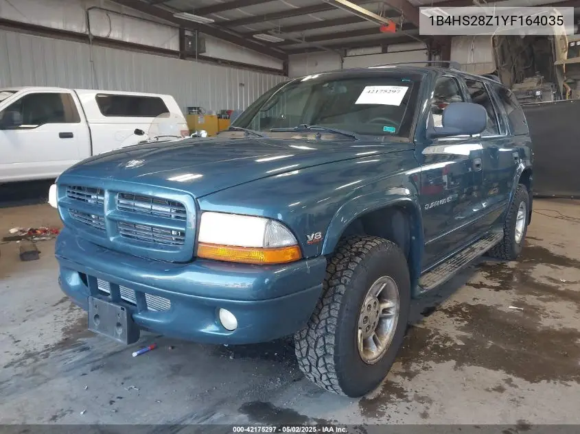 2000 Dodge Durango VIN: 1B4HS28Z1YF164035 Lot: 42175297