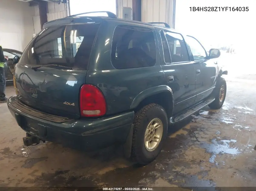 2000 Dodge Durango VIN: 1B4HS28Z1YF164035 Lot: 42175297