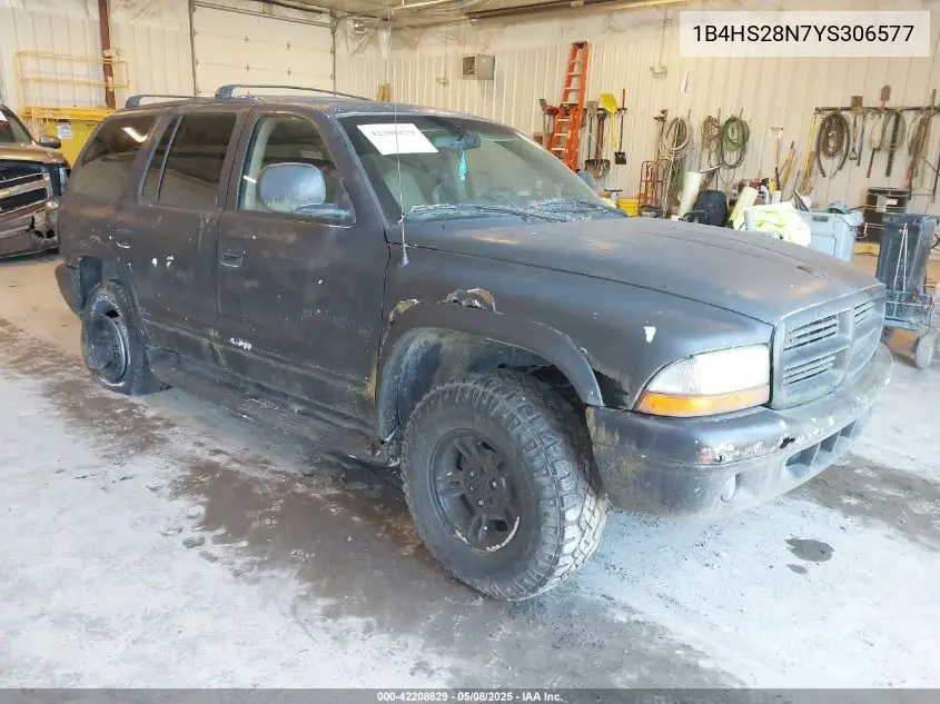 2000 Dodge Durango VIN: 1B4HS28N7YS306577 Lot: 42208829