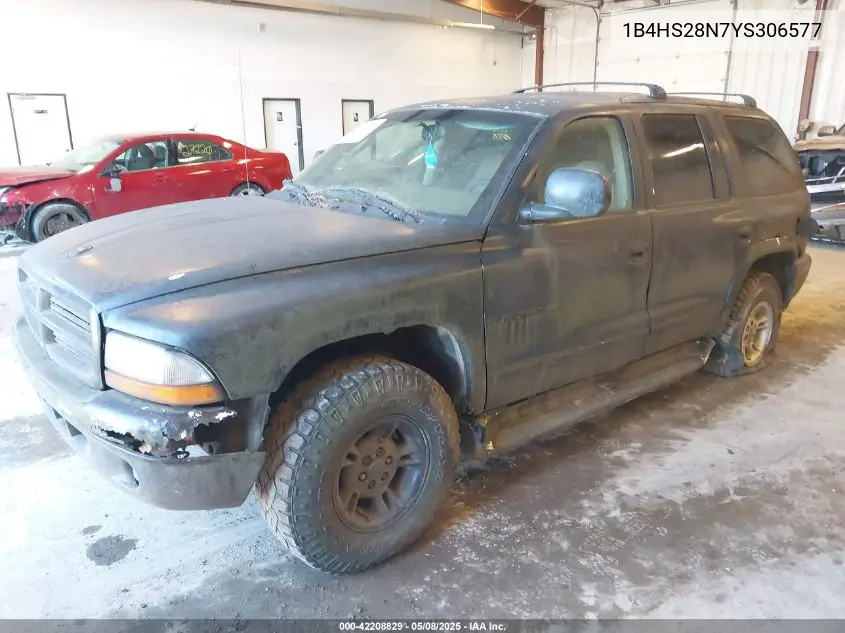 2000 Dodge Durango VIN: 1B4HS28N7YS306577 Lot: 42208829