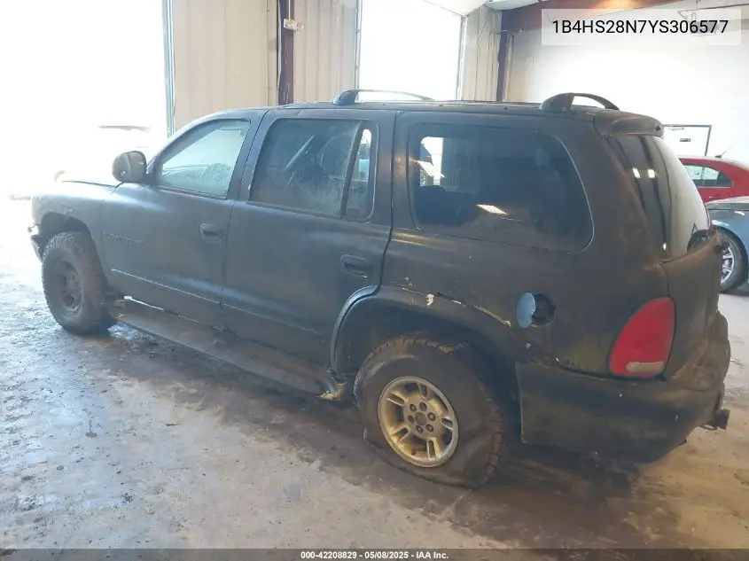 2000 Dodge Durango VIN: 1B4HS28N7YS306577 Lot: 42208829