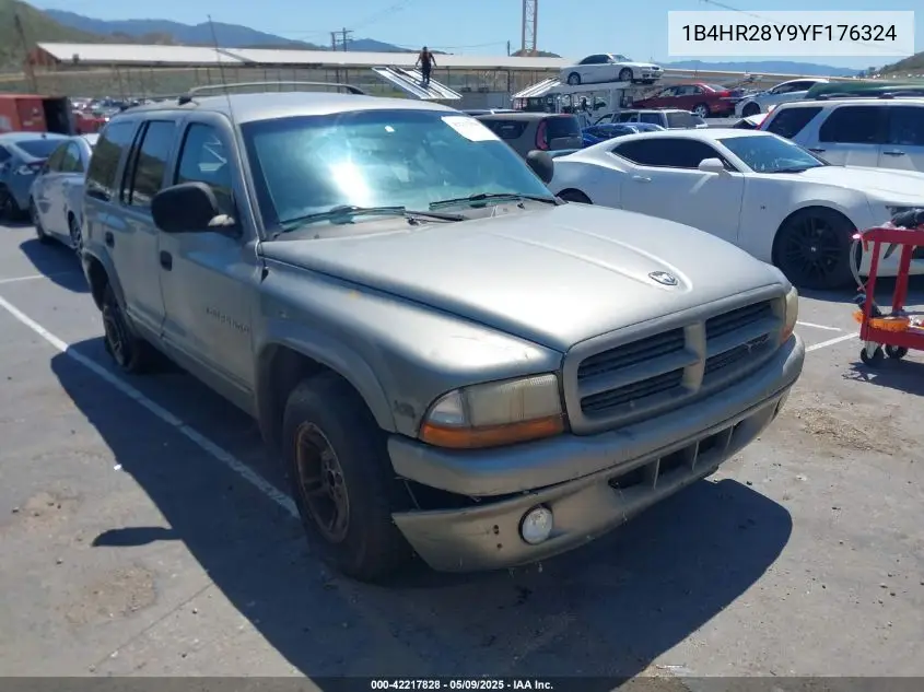 2000 Dodge Durango VIN: 1B4HR28Y9YF176324 Lot: 42217828