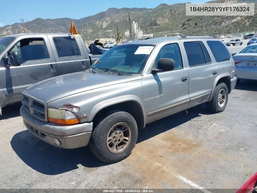 2000 Dodge Durango VIN: 1B4HR28Y9YF176324 Lot: 42217828