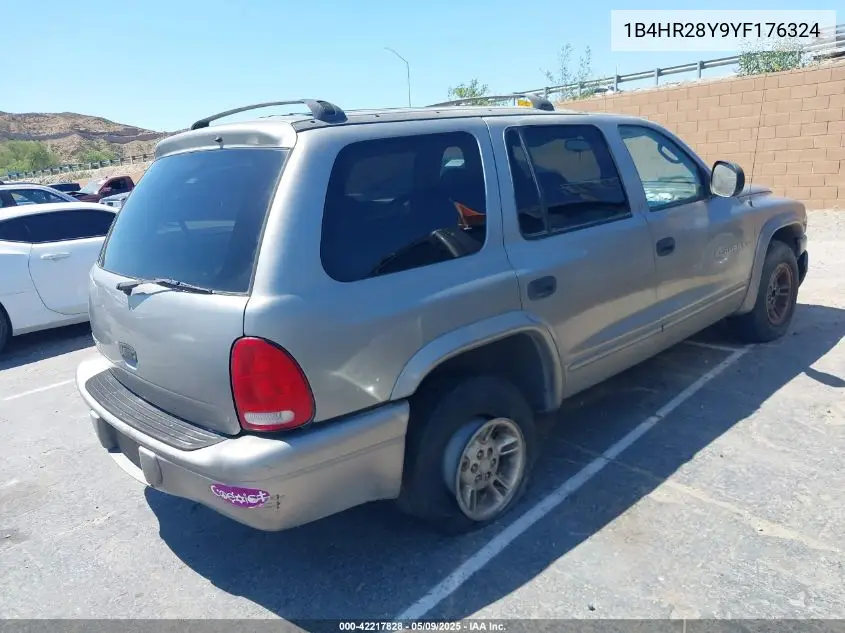 2000 Dodge Durango VIN: 1B4HR28Y9YF176324 Lot: 42217828