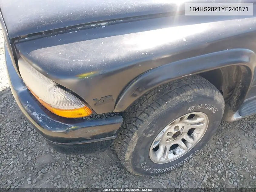 2000 Dodge Durango VIN: 1B4HS28Z1YF240871 Lot: 42432333