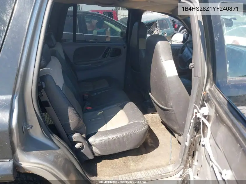 2000 Dodge Durango VIN: 1B4HS28Z1YF240871 Lot: 42432333