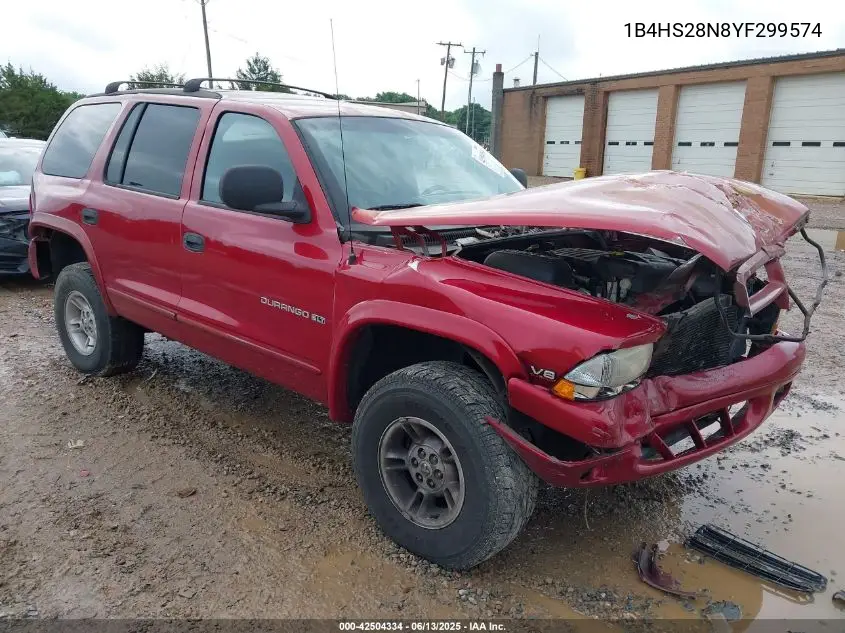 2000 Dodge Durango VIN: 1B4HS28N8YF299574 Lot: 42504334