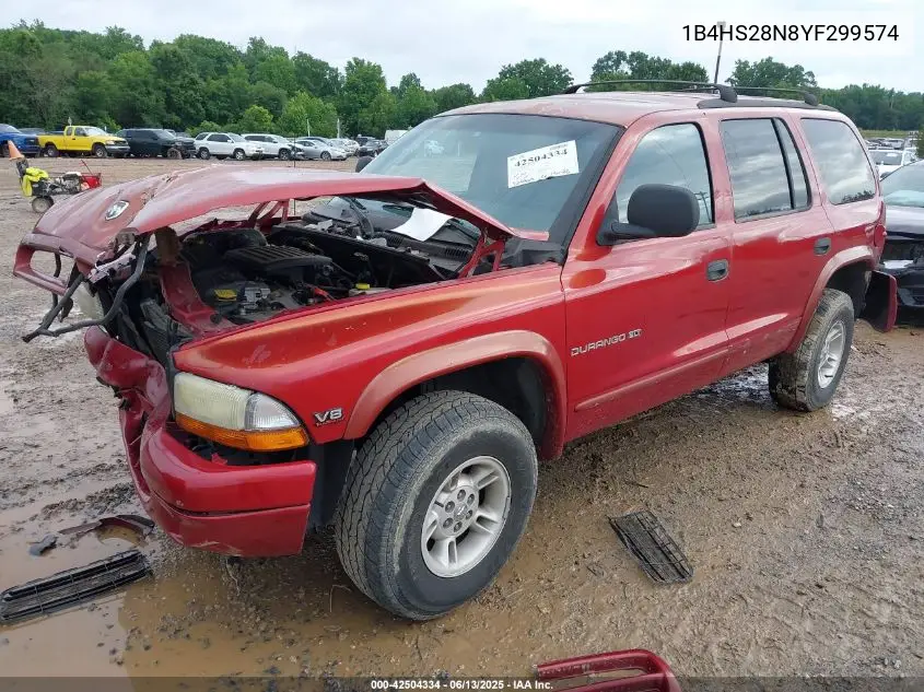 2000 Dodge Durango VIN: 1B4HS28N8YF299574 Lot: 42504334