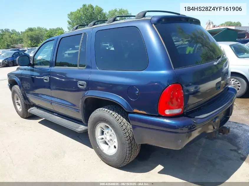 2000 Dodge Durango VIN: 1B4HS28Z4YF161906 Lot: 42546035
