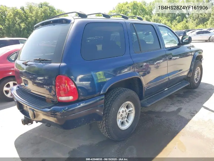 2000 Dodge Durango VIN: 1B4HS28Z4YF161906 Lot: 42546035