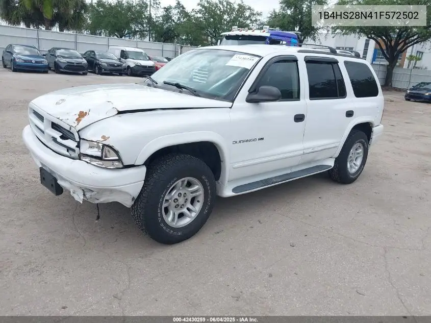 2001 Dodge Durango VIN: 1B4HS28N41F572502 Lot: 42430259