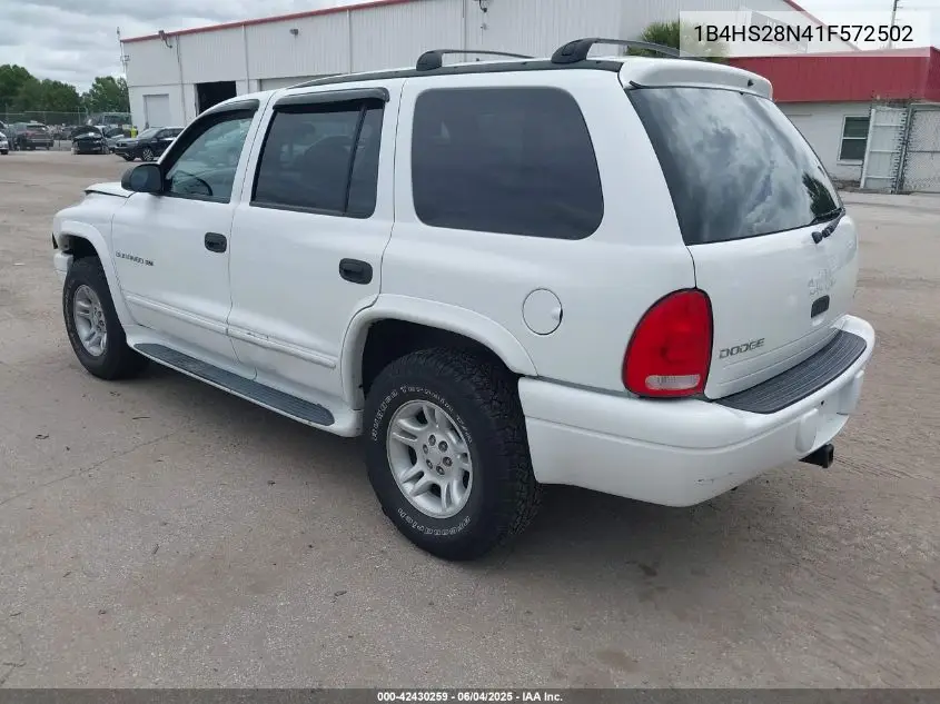 2001 Dodge Durango VIN: 1B4HS28N41F572502 Lot: 42430259