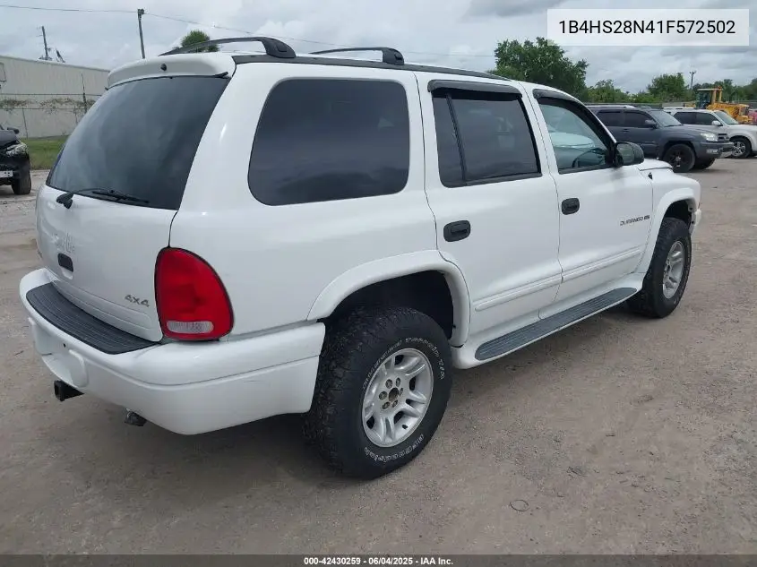 2001 Dodge Durango VIN: 1B4HS28N41F572502 Lot: 42430259