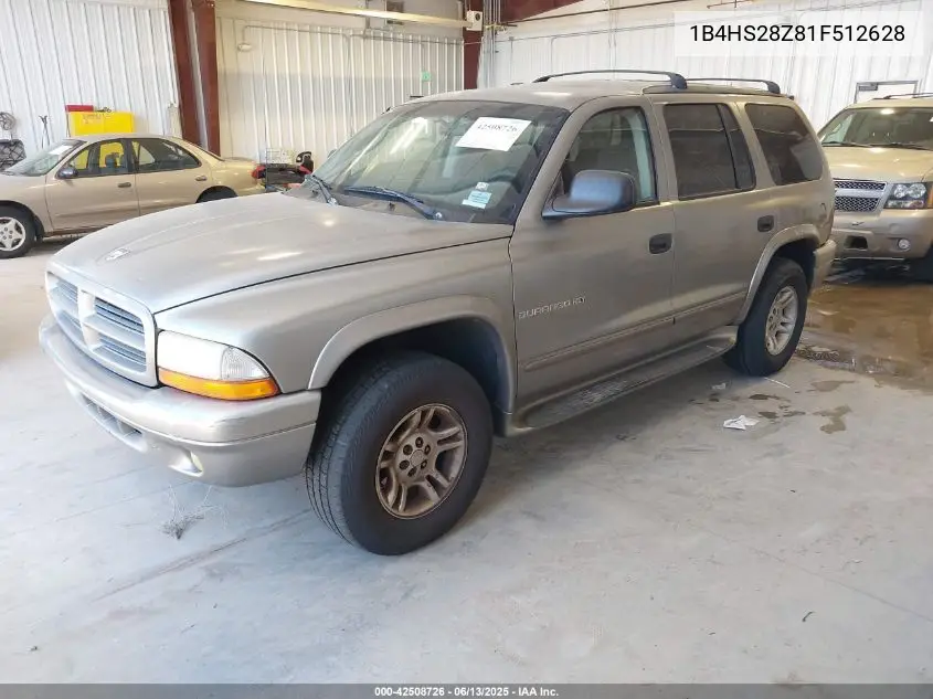 2001 Dodge Durango Slt VIN: 1B4HS28Z81F512628 Lot: 42508726