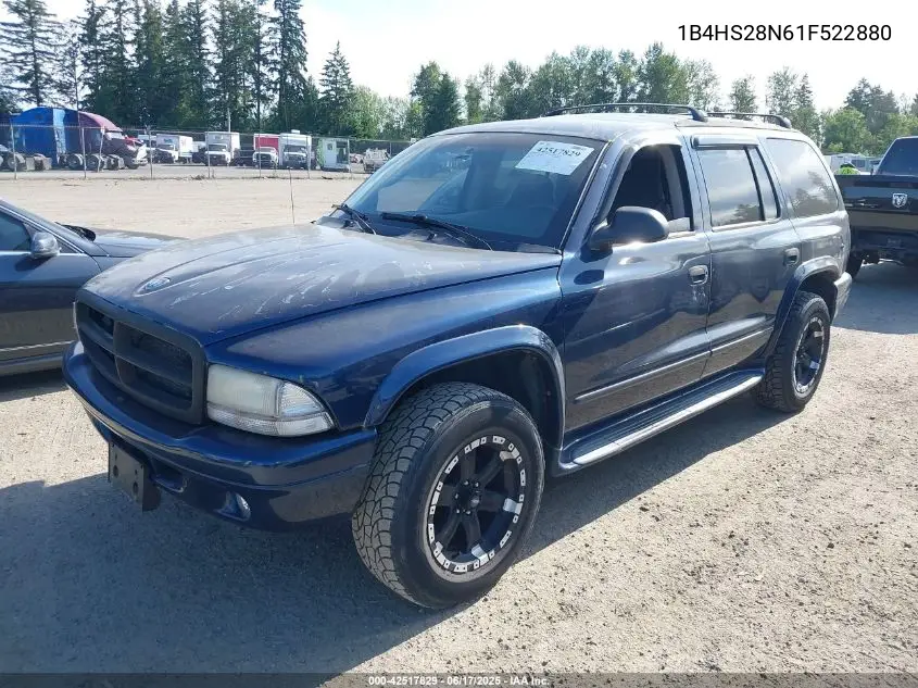 2001 Dodge Durango VIN: 1B4HS28N61F522880 Lot: 42517829