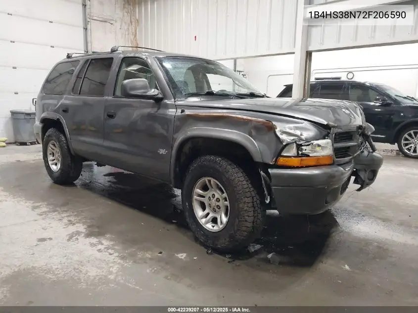 2002 Dodge Durango Sport VIN: 1B4HS38N72F206590 Lot: 42239207