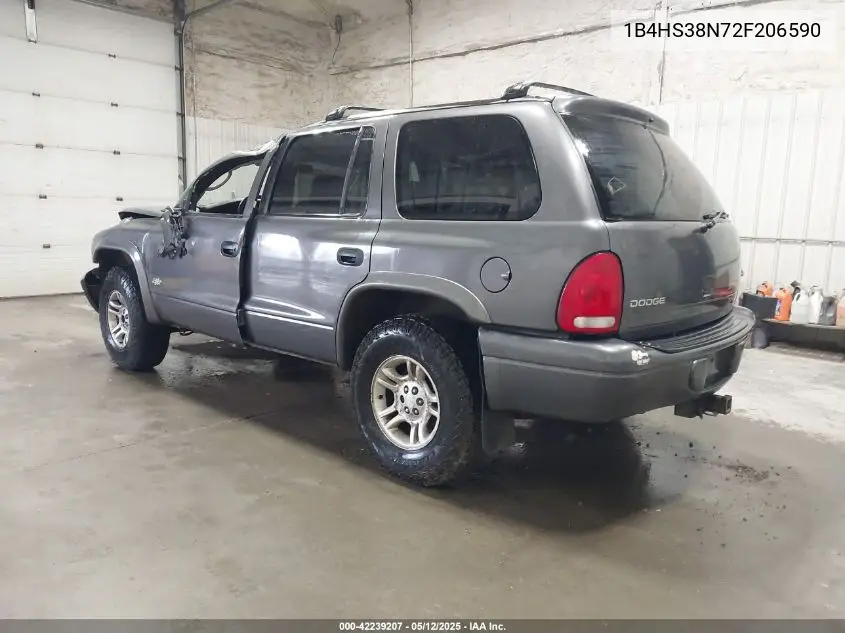 2002 Dodge Durango Sport VIN: 1B4HS38N72F206590 Lot: 42239207