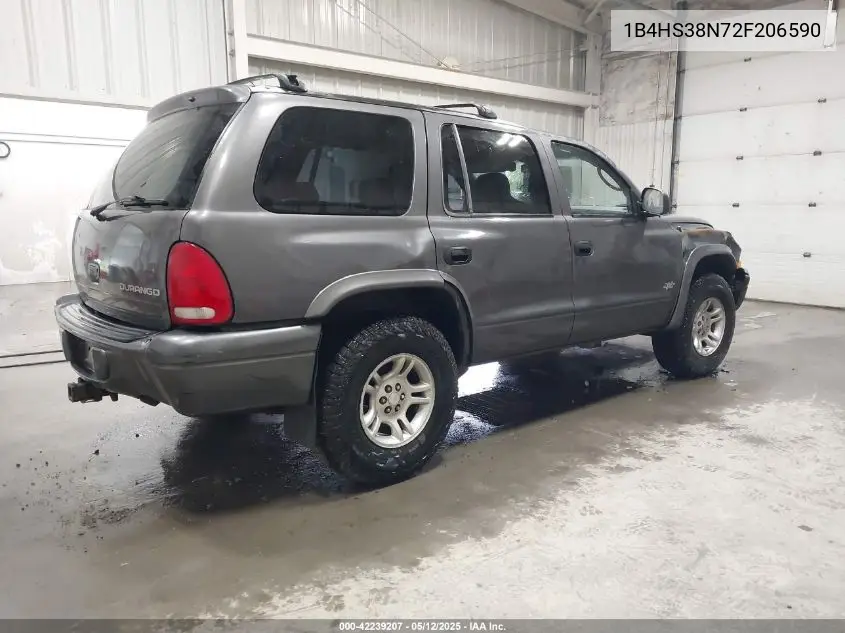 2002 Dodge Durango Sport VIN: 1B4HS38N72F206590 Lot: 42239207