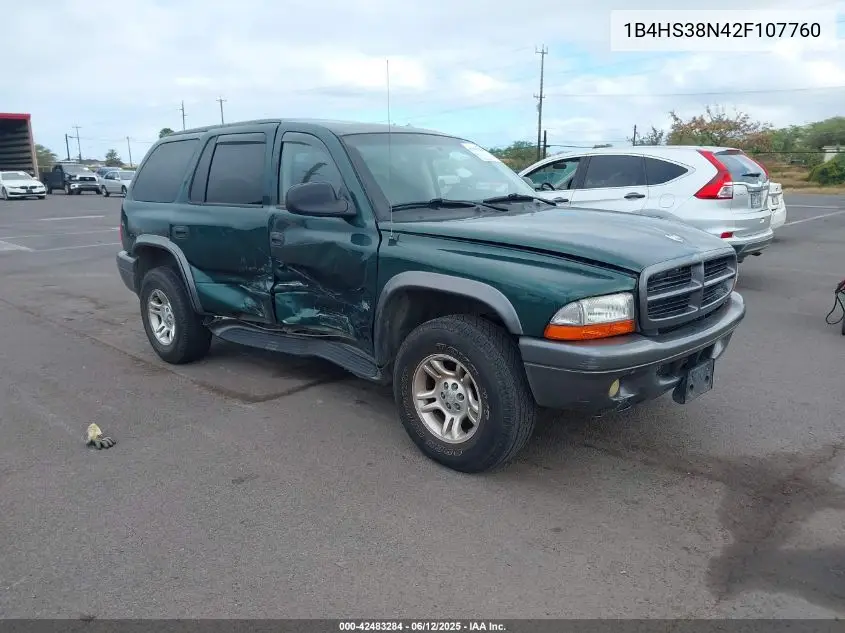 2002 Dodge Durango Sport VIN: 1B4HS38N42F107760 Lot: 42483284