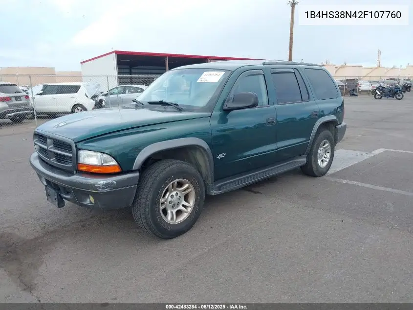 2002 Dodge Durango Sport VIN: 1B4HS38N42F107760 Lot: 42483284