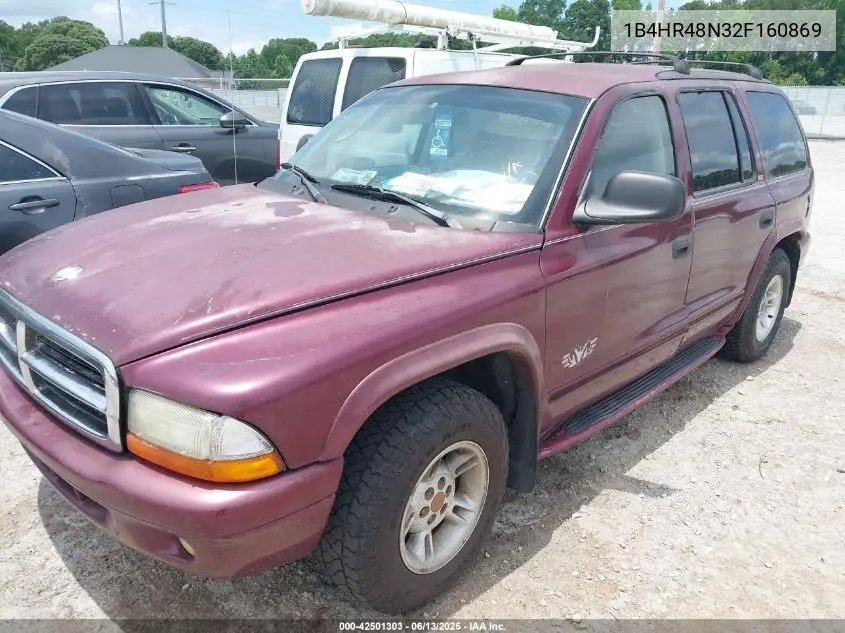 2002 Dodge Durango Slt VIN: 1B4HR48N32F160869 Lot: 42501303