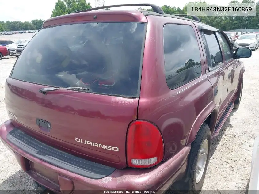 2002 Dodge Durango Slt VIN: 1B4HR48N32F160869 Lot: 42501303