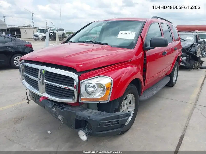 2005 Dodge Durango Slt VIN: 1D4HD48D65F616363 Lot: 42207020