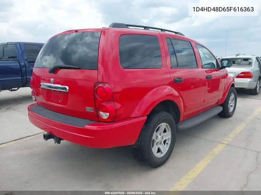 2005 Dodge Durango Slt VIN: 1D4HD48D65F616363 Lot: 42207020