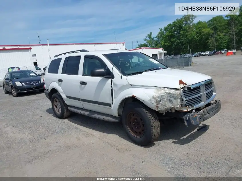 2006 Dodge Durango Sxt VIN: 1D4HB38N86F106929 Lot: 42123460
