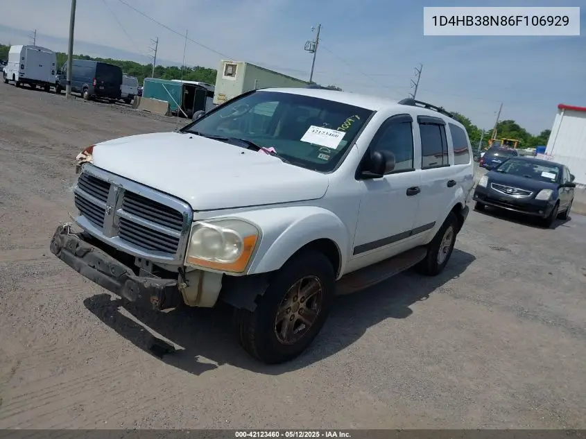 2006 Dodge Durango Sxt VIN: 1D4HB38N86F106929 Lot: 42123460