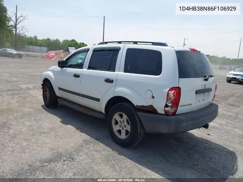 2006 Dodge Durango Sxt VIN: 1D4HB38N86F106929 Lot: 42123460