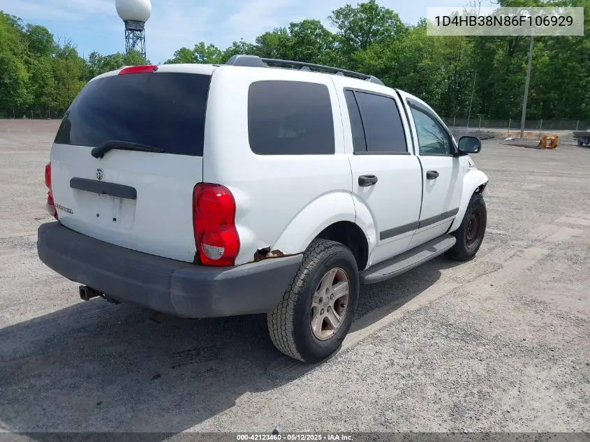 2006 Dodge Durango Sxt VIN: 1D4HB38N86F106929 Lot: 42123460
